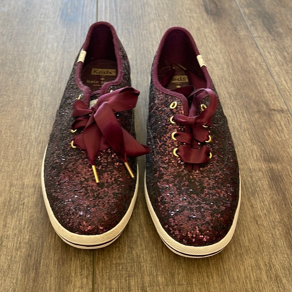Maroon Kate spade glitter keds